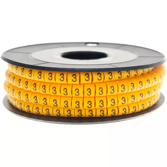 Кабель-маркер STEKKER 3 для провода сеч.4мм, желтый, CBMR40-3 39113, изображение 2