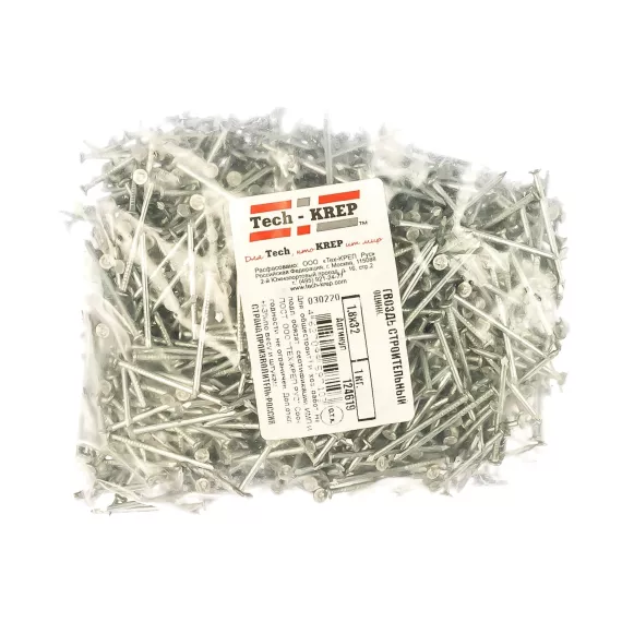 Строительный оцинкованный гвоздь 1.8х32, 1кг (1563 шт.) - пакет Tech-Krep 124619, изображение 2