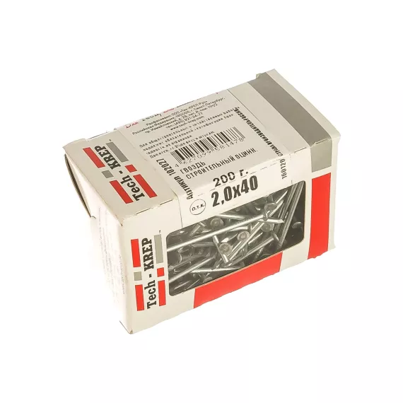 Строительный оцинкованный гвоздь 2.0х40, 200г - коробка Tech-Krep 102027, изображение 2