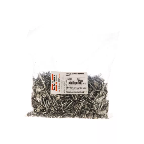 Строительный оцинкованный гвоздь 2.0х20, 1кг - пакет Tech-Krep 124620, изображение 2