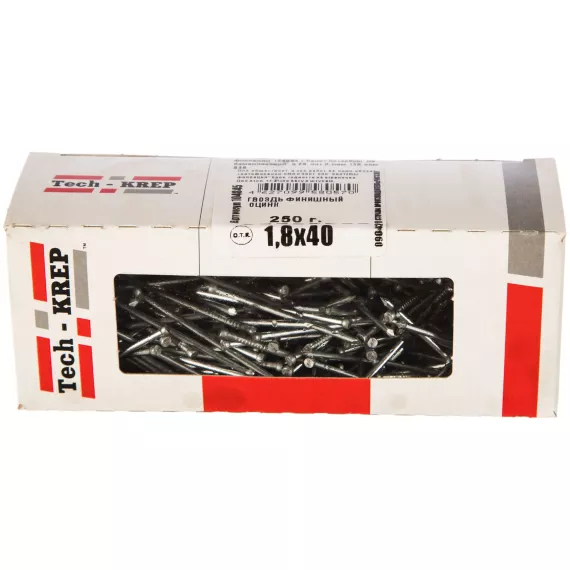 Финишный оцинкованный гвоздь Tech-Krep 1.8х40, 250г (примерно 301 шт.) , коробка 104845, изображение 2