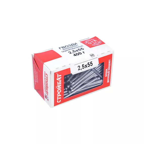 Финишные гвозди Стройбат 2,5x55 белый цинк 0,4 кг 034081, изображение 2