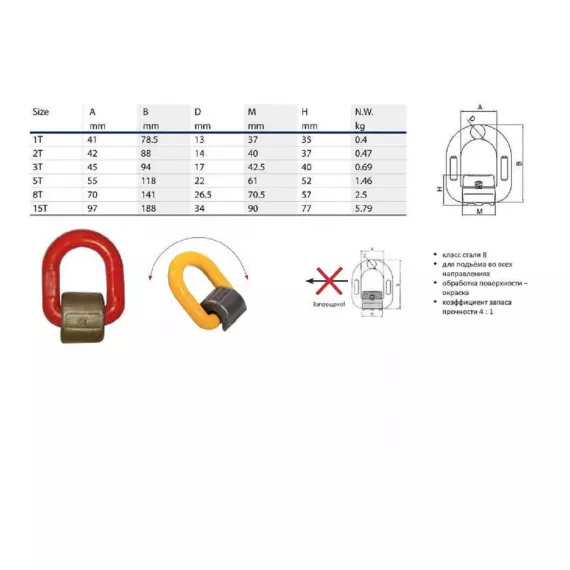 Приварная петля Ромек Т8 3.15 тн TY022353 2000000135373, изображение 2