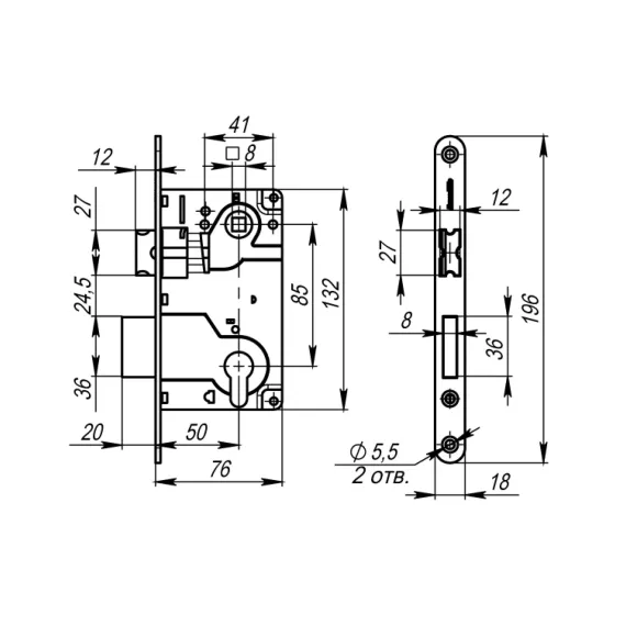Межкомнатный замок под цилиндр ARMADILLO LH 25-50 AB BOX ригель+защёлка бронза 28381, изображение 2