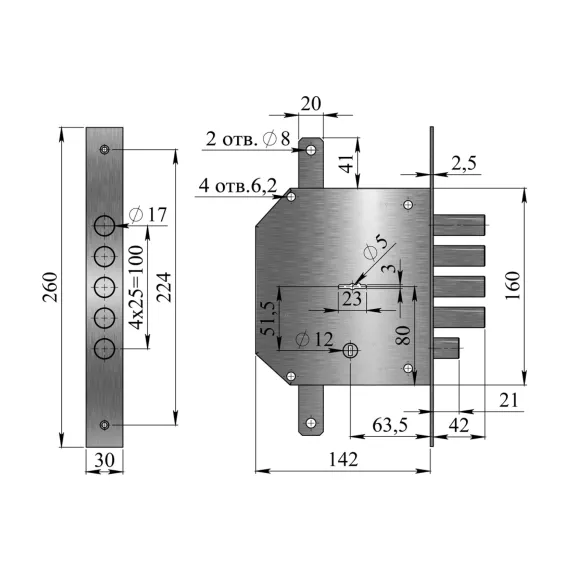 Врезной замок Гарант Эталон ЗТ 6243, изображение 2