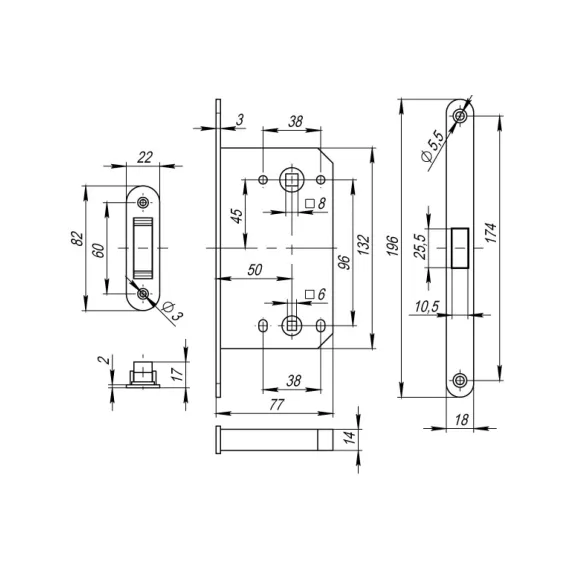 Врезная защелка Fuaro MAGNET M96WC-50 SN мат. никель 33643, изображение 2