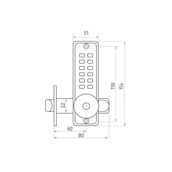 Кодовый замок НОРА-М 370 с фикс. мат.никель 7339, изображение 2
