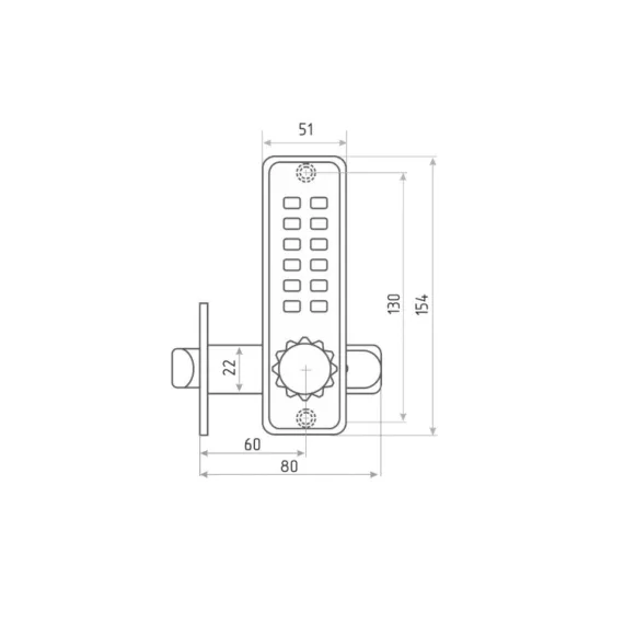 Кодовый замок НОРА-М 101 с фикс. мат. никель 7318, изображение 2