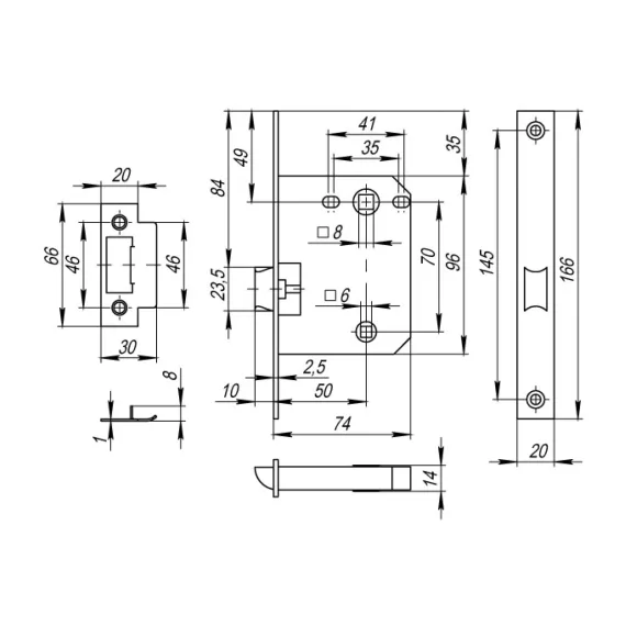 Врезная защелка Fuaro PLASTIC P72-50 CP хром 33601, изображение 2