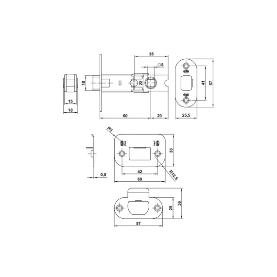 Дверная защелка Amig покрытие никель 9-60 NI, изображение 2