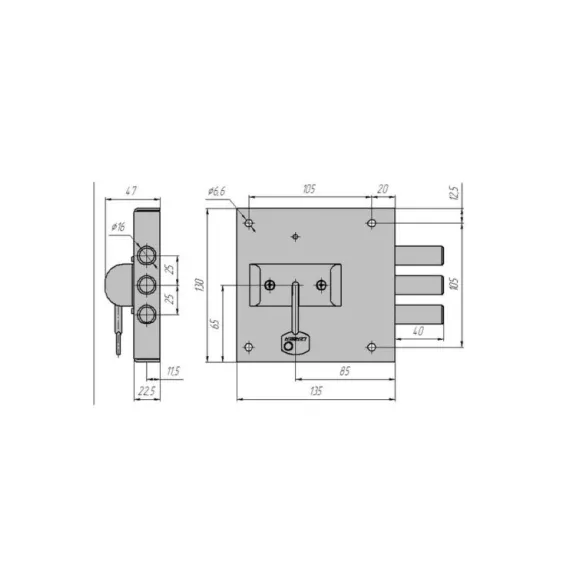 Накладной замок CERBER ЗНУ-П С1-П 114 полный комплект 2029, изображение 2