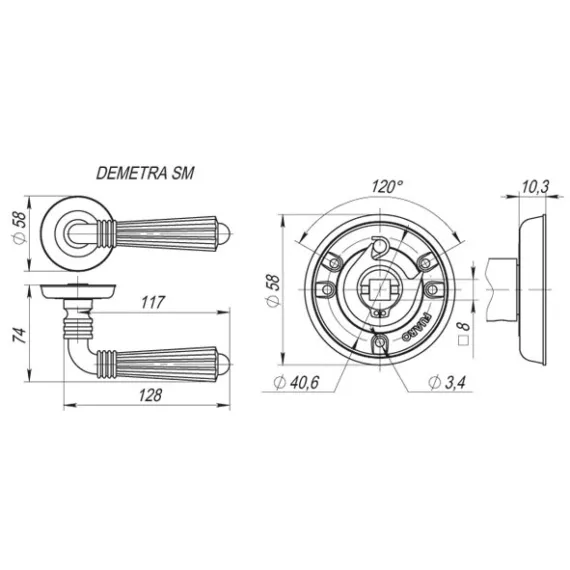 Раздельная ручка Fuaro DEMETRA SM AB-7 матовая бронза 29575, изображение 2