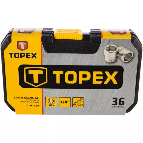 Набор сменных головок и насадок TOPEX 1/4" 36 шт. 38D669, изображение 2