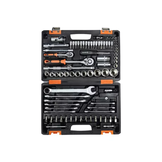 Набор инструментов 1/2, 1/4 дюйма, CrV, пластиковый кейс 82 предмета Вихрь 73/6/7/3, изображение 2