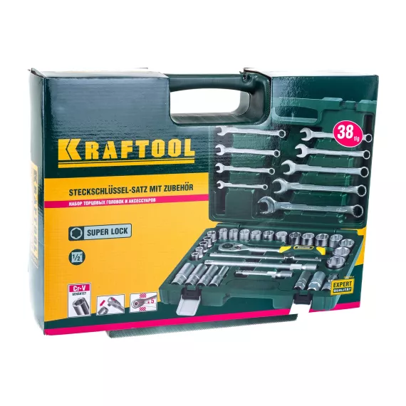 Набор инструмента KRAFTOOL Expert QUALITAT торцовые головки SUPER LOCK, 1/2, 38 предметов 27886-H38_z02, изображение 2