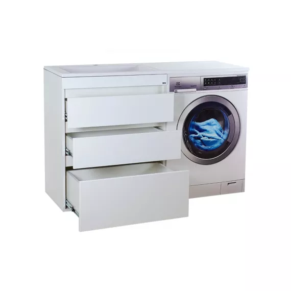 Напольная тумба под стиральную машину Misty Фостер - 70 три ящика белая Э-Фос01070-013ЯНС, изображение 2