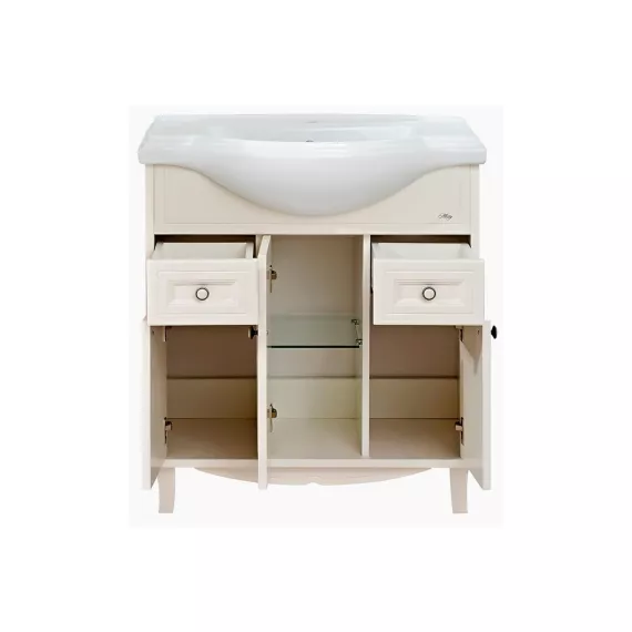 Тумба Misty Шармель - 80 с 2 ящиками, светло-бежевая эмаль Л-Шрм01080-5812Я, изображение 2