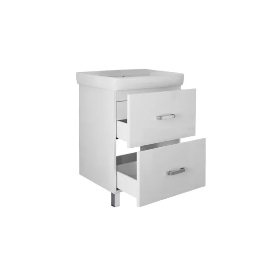 Тумба для ванной комнаты Mixline СТИВ-60 напольная, 2-ящика, белая, под умывальник Fest-60 539013, изображение 2