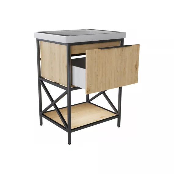 Тумба для ванной комнаты под умывальник Fest 60 MIXLINE БРУКЛИН-60 Дуб Бунратти ЛДСП 548234, изображение 2