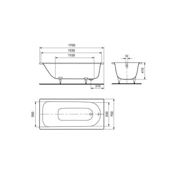 Ванна KALDEWEI Puro 170х70 см Мод.688  00000013201, изображение 2