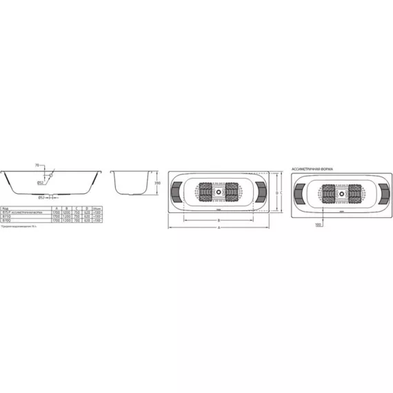Стальная ванна BLB DUO HG 170х75, без отверстий для ручек B75Q, изображение 2