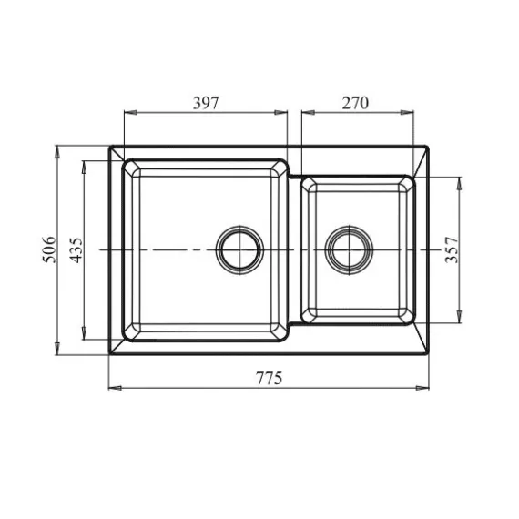 Мойка GRANFEST PRACTIK GF-P-780K мрамор, 2 чаши, 780х510 мм, топаз P-780 K топ, изображение 2