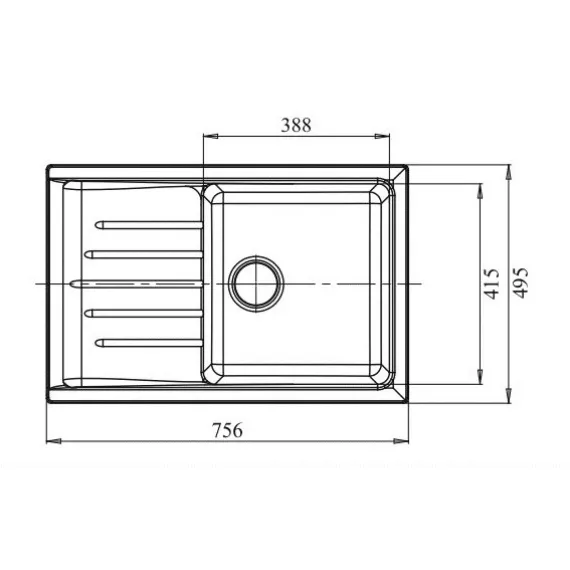 Мойка GRANFEST PRACTIK GF-P-760L мрамор, чаша с крылом, 756х495 мм, светло-розовый P-760 L св-роз, изображение 2