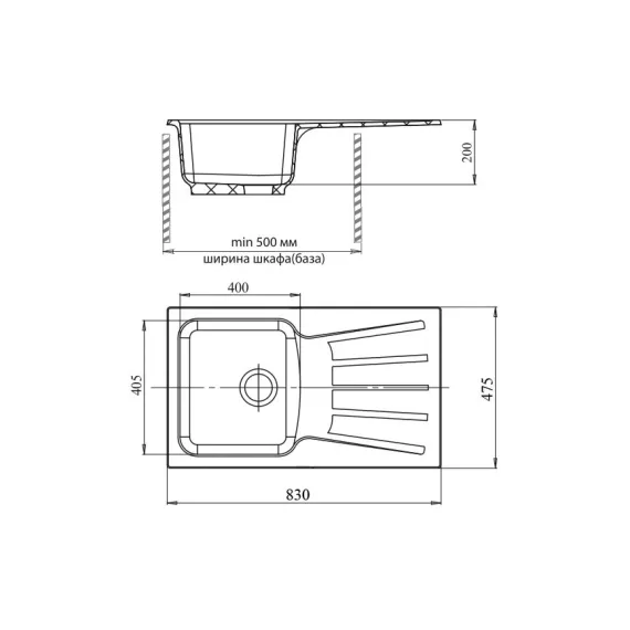 Мойка GRANFEST STANDART GF-S--850L мрамор, чаша+крыло, песочный S-850 L пес, изображение 2