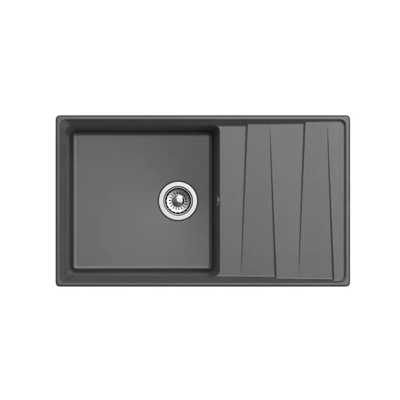 Мойка GRANFEST мрамор LEVEL чаша+крыло, 860х500 мм., графит GF-LV-860L, изображение 2