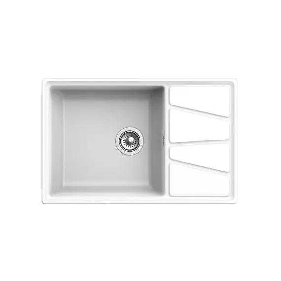 Мойка GRANFEST мрамор VERTEX чаша с крылом, 780х500 мм., белый GF-V-780L, изображение 2