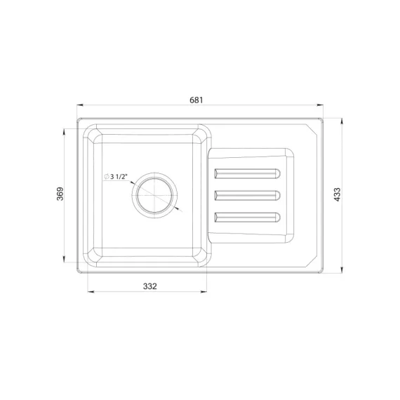 Композитная мойка GRANFEST SMART GF-SM680L 681х433 песок, прямоугольная с крылом 462033, изображение 2