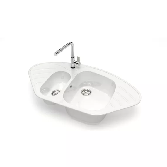 Кухонная мойка GLANZ цвет: белый J-023-31, изображение 2