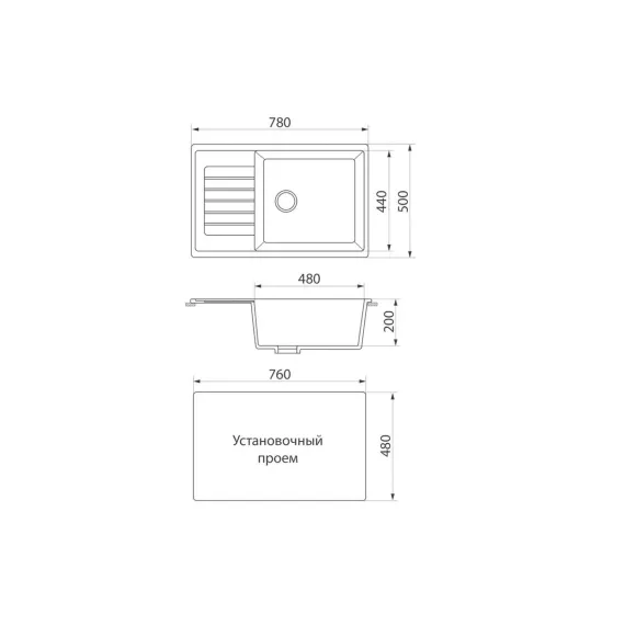 Кухонная мойка GreenStone GRS-78L цвет: темно-серый GRS-78L-309, изображение 2