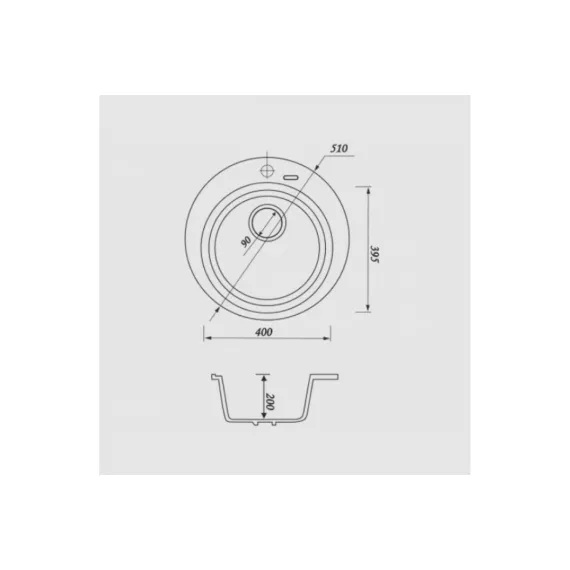 Мраморная мойка KAISER круглая Ф510 BlackWhite KMM-510 BW, изображение 2