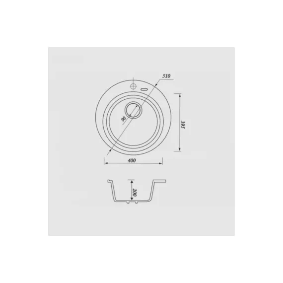 Мраморная мойка KAISER круглая Ф510 White KMM-510 W, изображение 2