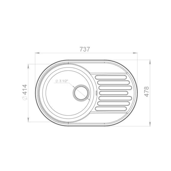Мойка GranFest QUARZ чаша+крыло, 740х480 мм, белый 18, изображение 2