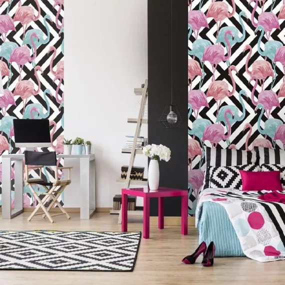 Фотообои виниловые на флизелиновой основе Decocode Фламингомания 14-0491-AR 2х2,8 м, изображение 2