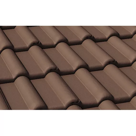 Черепица половинчатая цементно-песчаная Braas Франкфуртская 420х180 мм темно-коричневая, изображение 2