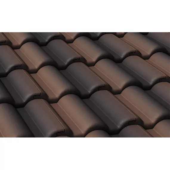 Черепица рядовая цементно-песчаная Braas Таунус 420х330 мм антик темно-коричневая, изображение 2