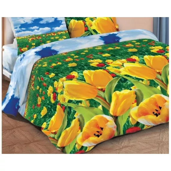 КПБ «Солнечный тюльпан» 2 сп, 220x190 см, 217x175 см, 70х70 см - 2 шт