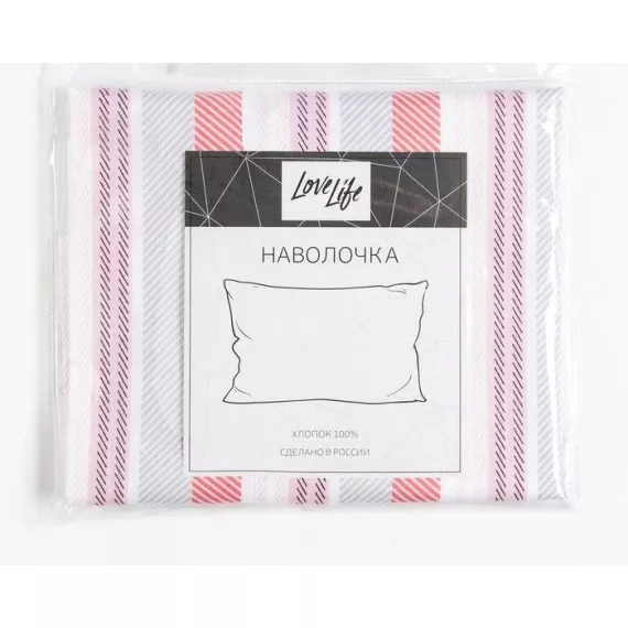 Наволочка LoveLife «Полоса» 50*70 см, цвет розовый, 100% хлопок, сатин, 125г/м?, изображение 3