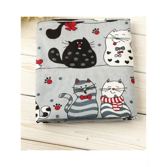 Наволочка на подушку для беременных, размер 25 ? 170 см,  принт котики серый, изображение 2