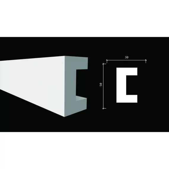 Стеновой молдинг Decor-Dizayn ударопрочный влагостойкий под покраску 50Х30Х2000 мм DD613, изображение 2