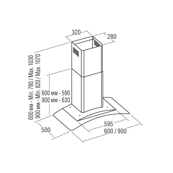 Кухонная вытяжка CATA GAMMA VL3 900 GLASS D 02008208, изображение 2