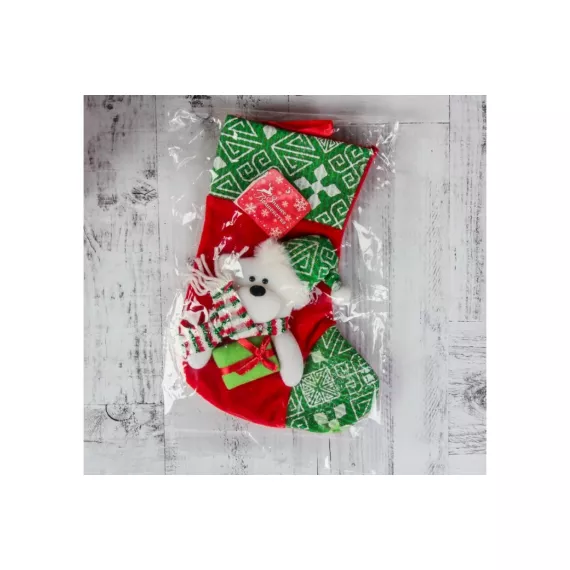 Носок для подарков Зимнее волшебство Подарочек, 18.5х26 см, медведь зелёный 3544085, изображение 2