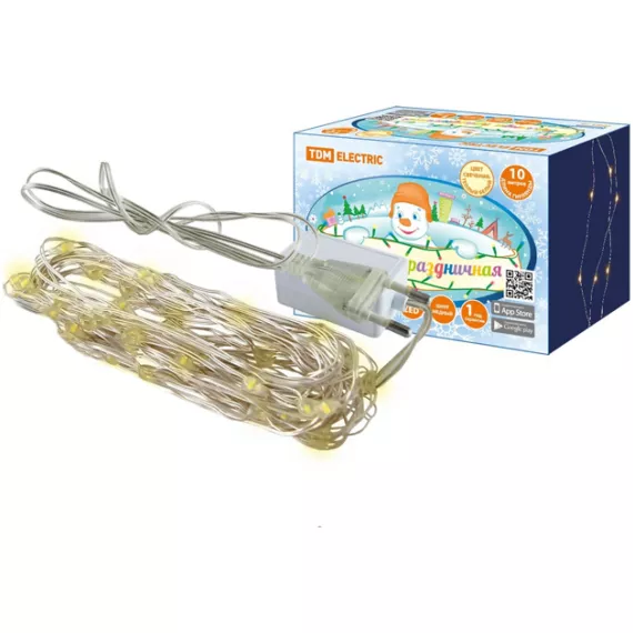 Светодиодная гирлянда TDM Роса 100, 100 LED, 10м, 3000К, 250 В SQ0361-0057