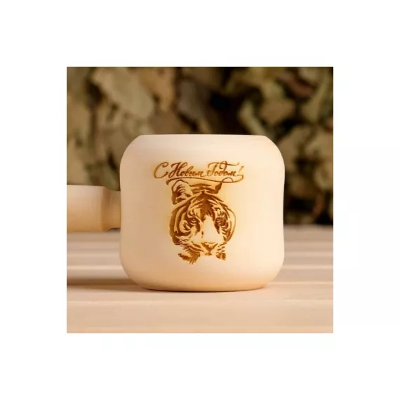 Точеный округлый ковш из липы Сималенд Тигр объём 0.07 литра, форма цилиндр 7145300, изображение 2