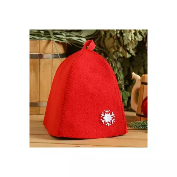 Подарочный банный набор Никитинская мануфактура Зимушка красный, шапка, рукавица, коврик ХВ5859, изображение 2