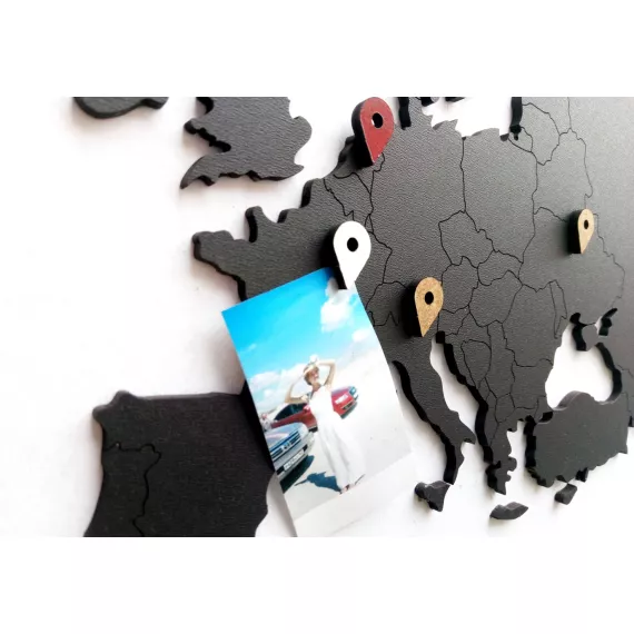 Деревянная карта мира Mimi Wall Decoration Black 130x78 cm, черный, изображение 2