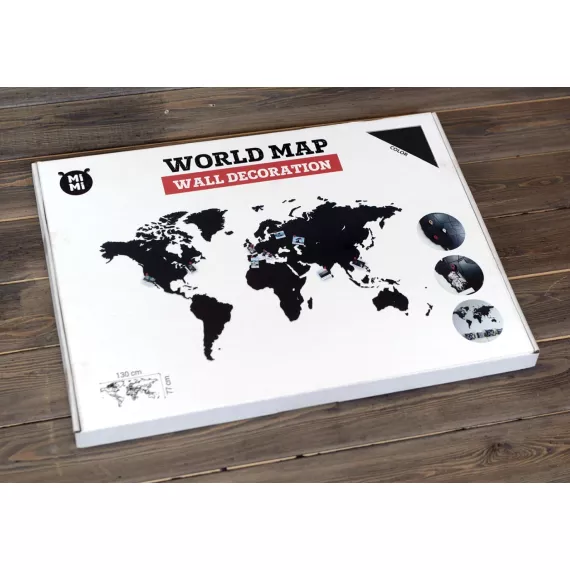 Деревянная карта мира Mimi Wall Decoration Black 130x78 cm, черный, изображение 3